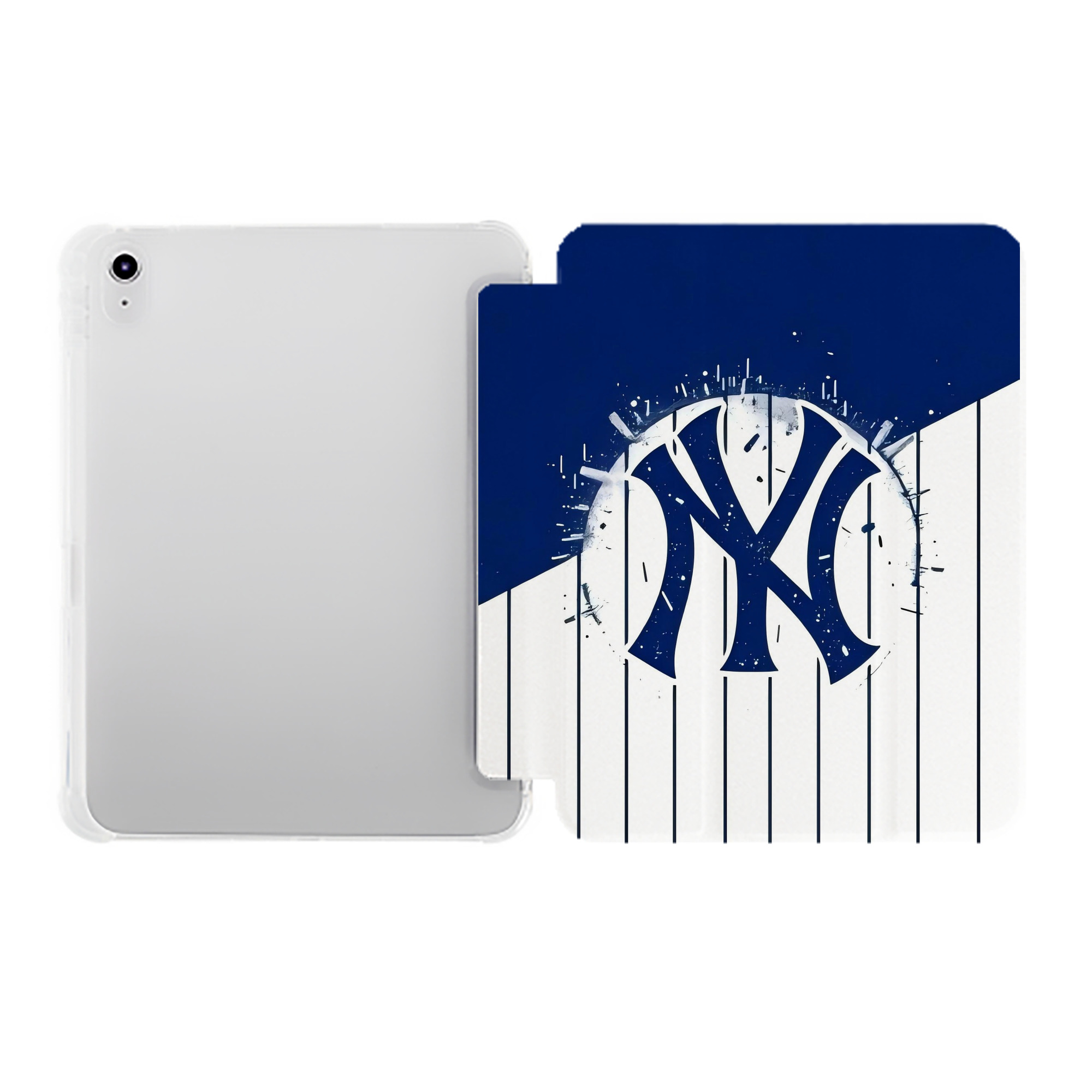 New York Yankees 106 Premium Tri-Fold PU Leather & Silicone IPad Case With Pencil Slot – Fits 9.5,10.5,10.9 – Adjustable Stand, Slim, Protective